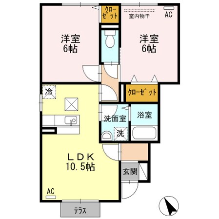 サニーコート水呑（Ｄ）の物件間取画像